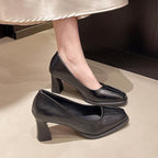 Damen elegante High Heels mit quadratischer Kappe und feinem Obermaterial