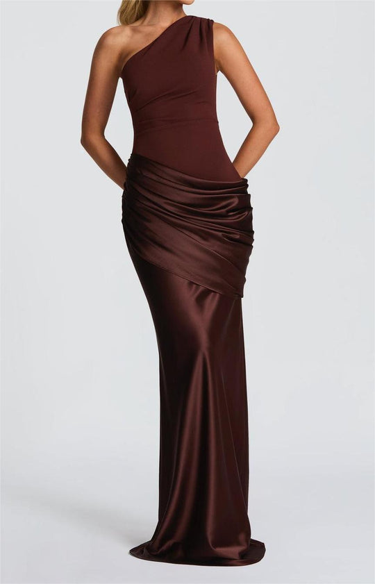 Damen Elegantes One-Shoulder Maxikleid mit raffinierten Drapierungsdetails R&B