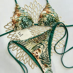 Damen Triangel Bikini mit animalischem Muster und verstellbaren Bändern R&B