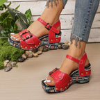 Damen Fashion-Plateau-Sandalen mit modischem Schnallen-Detail R&B