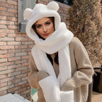 Damen Kuschelige Einhorn-Haube mit Schal R&B