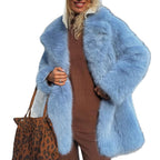 Damen Luxuriöse Kunstfelljacke mit voluminösen Ärmeln R&B