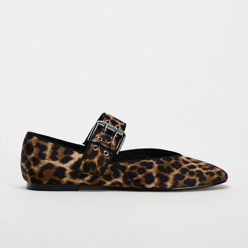 Damen elegante Flachschuhe mit modischem Riemchen und glänzender Oberfläche R&B
