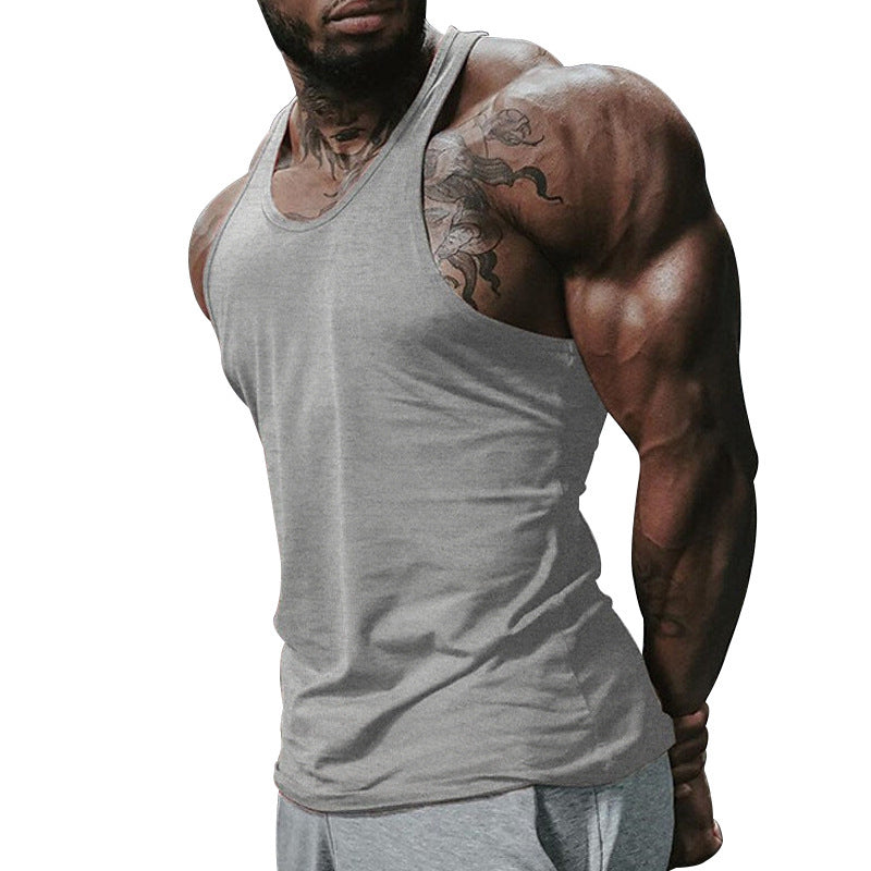 Herren atmungsaktives Fitness Tanktop mit Racerback-Design und körperbetontem Schnitt R&B
