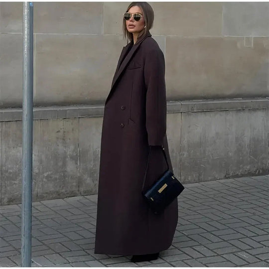 Damen Oversized Wollmantel R&B