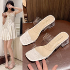 Damen transparente Mules mit blockiertem Acrylabsatz R&B