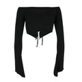 Damen Kapuzen Crop-Oberteil mit weitem Ärmel und Kordelzug EB