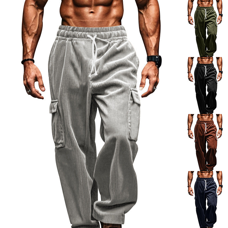 Herren weite Cargo-Hose mit funktionalen Taschen und elastischem Bund