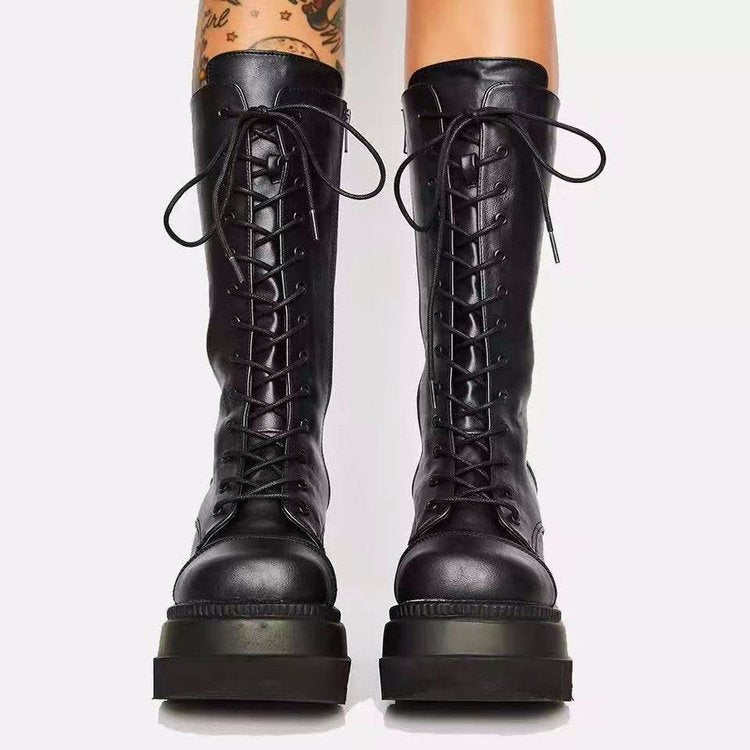 Damen Schnürstiefel im Urban-Style mit stabiler Sohle R&B