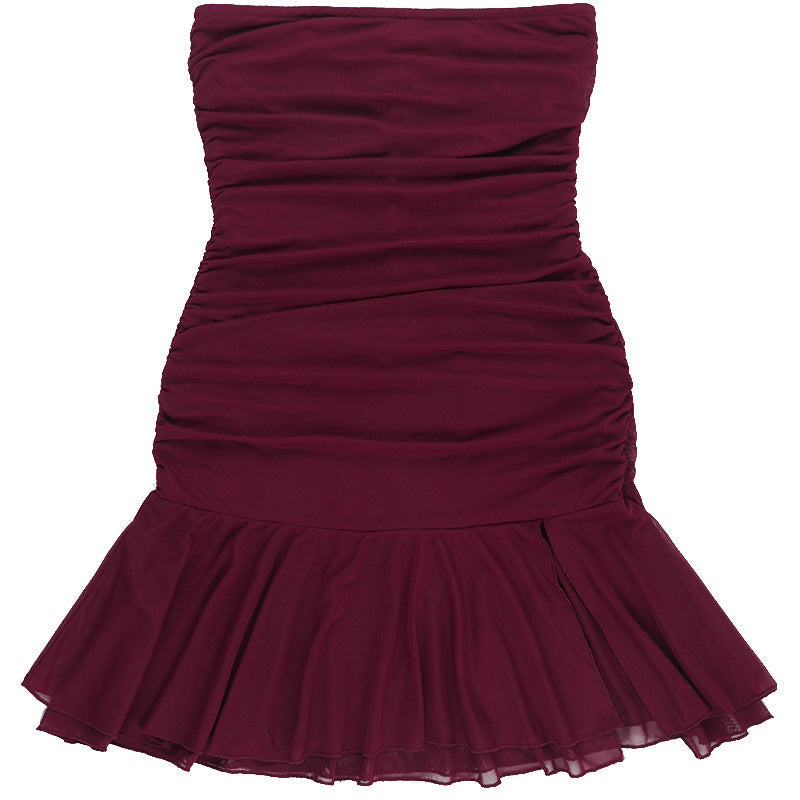 Damen Kleid mit raffiniertem Rüschendetail und seitlichem Schlitz R&B