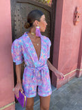 Damen modischer Jumpsuit mit lässigem Schnitt und tailliertem Gürtel R&B