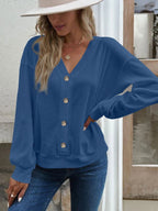 Damen lässige Strickjacke mit Knopfleiste R&B