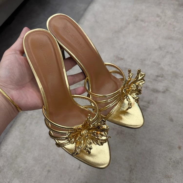 Damen offene High Heel Sandalen mit dekorativem Riemendesign R&B