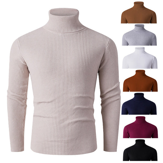 Herren Rollkragenpullover aus geripptem Strick R&B