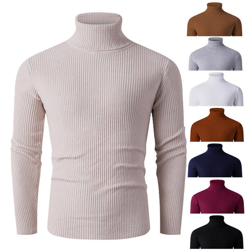 Herren Rollkragenpullover aus geripptem Strick R&B