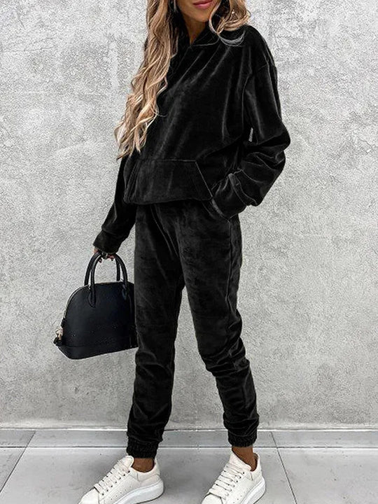 Damen kuscheliges Fleece-Set mit oversized Hoodie und bequemen Jogginghosen R&B