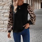 Damen Sweatshirt mit modischen Leopardenärmeln R&B