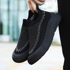 Damen Trendige Slip-On Sneakers mit atmungsaktiver Strickoberfläche und rutschfester Sohle R&B