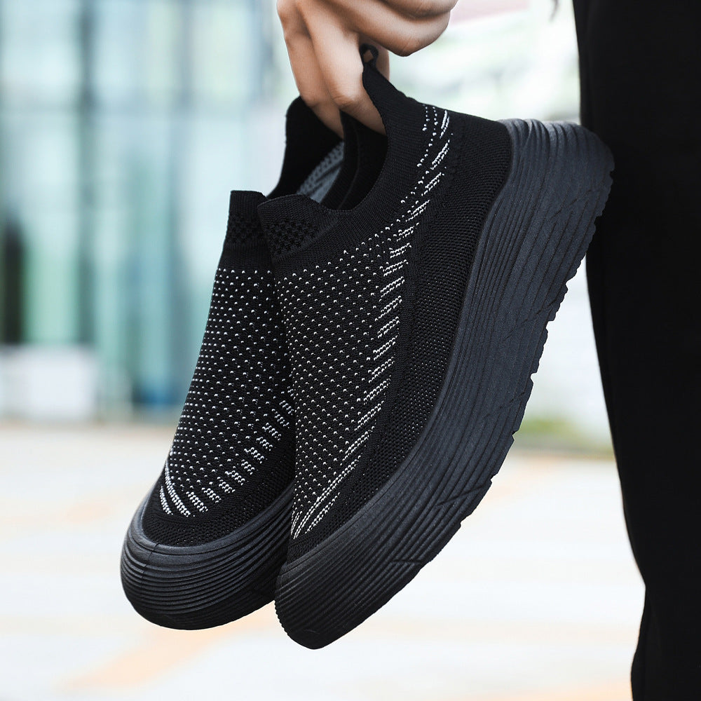 Damen Trendige Slip-On Sneakers mit atmungsaktiver Strickoberfläche und rutschfester Sohle R&B