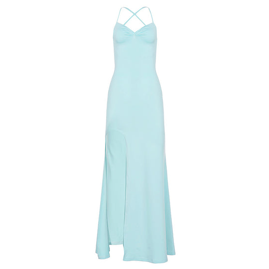 Damen Maxi-Kleid mit raffiniertem Schlitz und Spaghettiträgern R&B