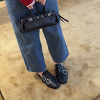 Damen Mules mit doppeltem Schnallenverschluss und eleganter Lederoberfläche
