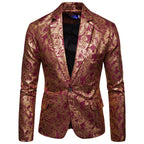 Herren exklusiver Paillettenblazer mit goldenen Verzierungen und modernem Schnitt R&B