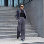 Damen Lässiges Sweatjacken- und Hose-Set mit elastischem Bund R&B