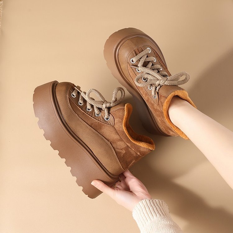 Damen Modische Plateausneaker mit robustem Obermaterial und hochgezogenem Schaft R&B