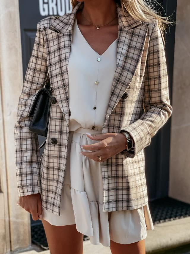 Damen eleganter Blazer mit doppelter Knopfleiste und feinen Details R&B