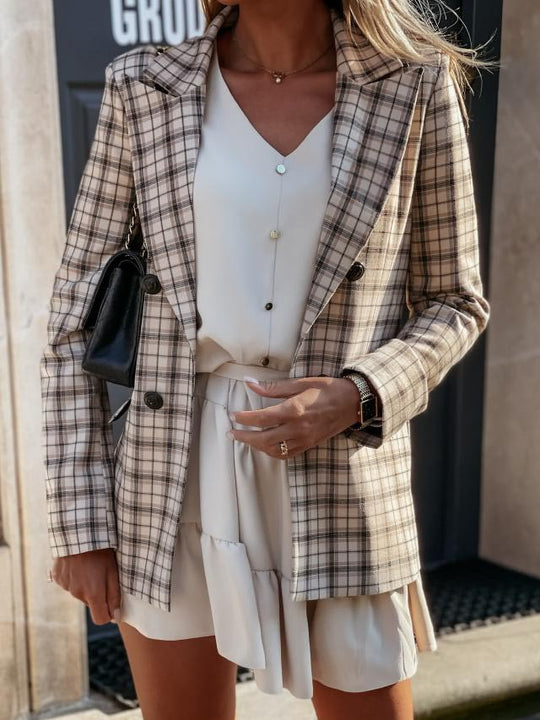 Damen eleganter Blazer mit doppelter Knopfleiste und feinen Details R&B