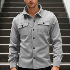 Herren nan Twill-Overshirt mit Hemdkragen, aufgesetzten Brustklappen und geradem Saum R&B