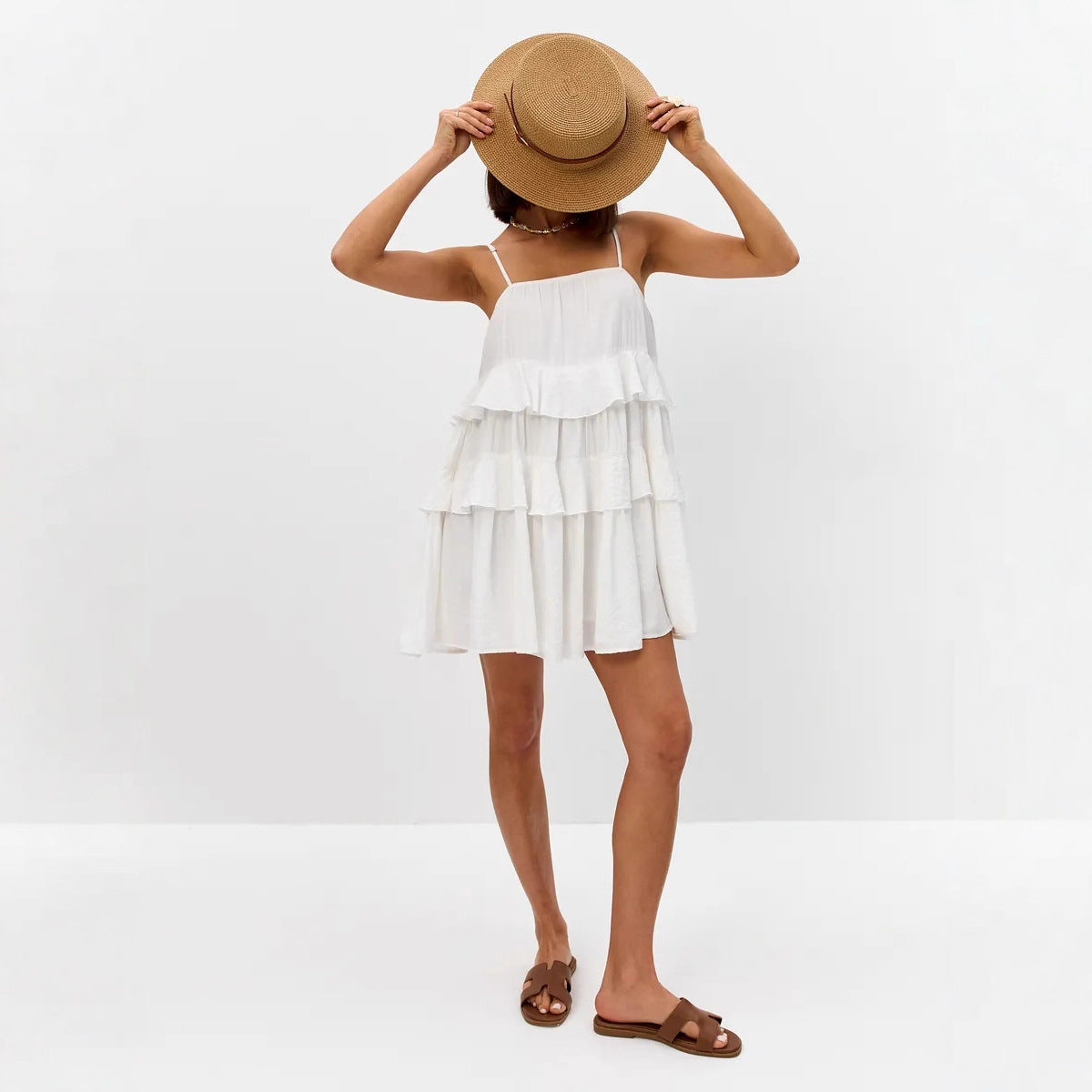 Damen Verspieltes Puffkleid aus leichtem Baumwollmaterial mit Rüschendetails R&B