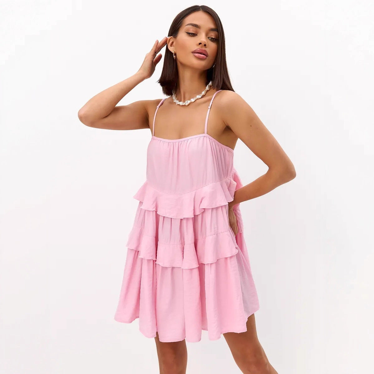 Damen Verspieltes Puffkleid aus leichtem Baumwollmaterial mit Rüschendetails R&B