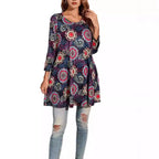 Damen Tunika mit einzigartigem Mandala-Druck R&B