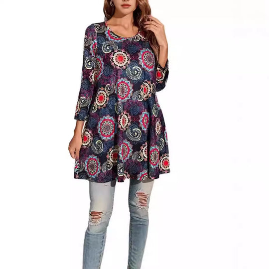 Damen Tunika mit einzigartigem Mandala-Druck R&B