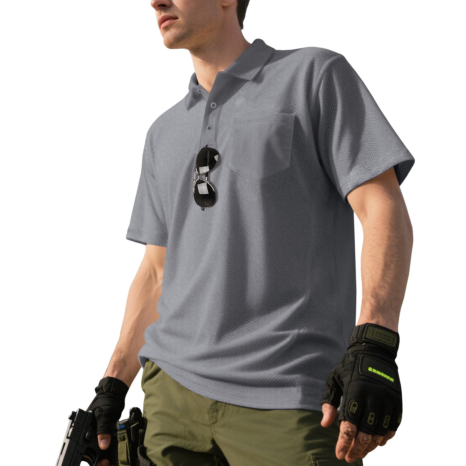 Herren nan funktionelles Kurzarm-Poloshirt mit Brusttasche, eingearbeiteter Stiftlasche und mikroperforierter Belüftung R&B