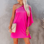 Damen asymmetrisches Cocktailkleid mit elegantem Schulterdesign R&B
