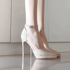 Damen Glamouröse Plateau-Pumps mit verstellbarem Knöchelriemen R&B