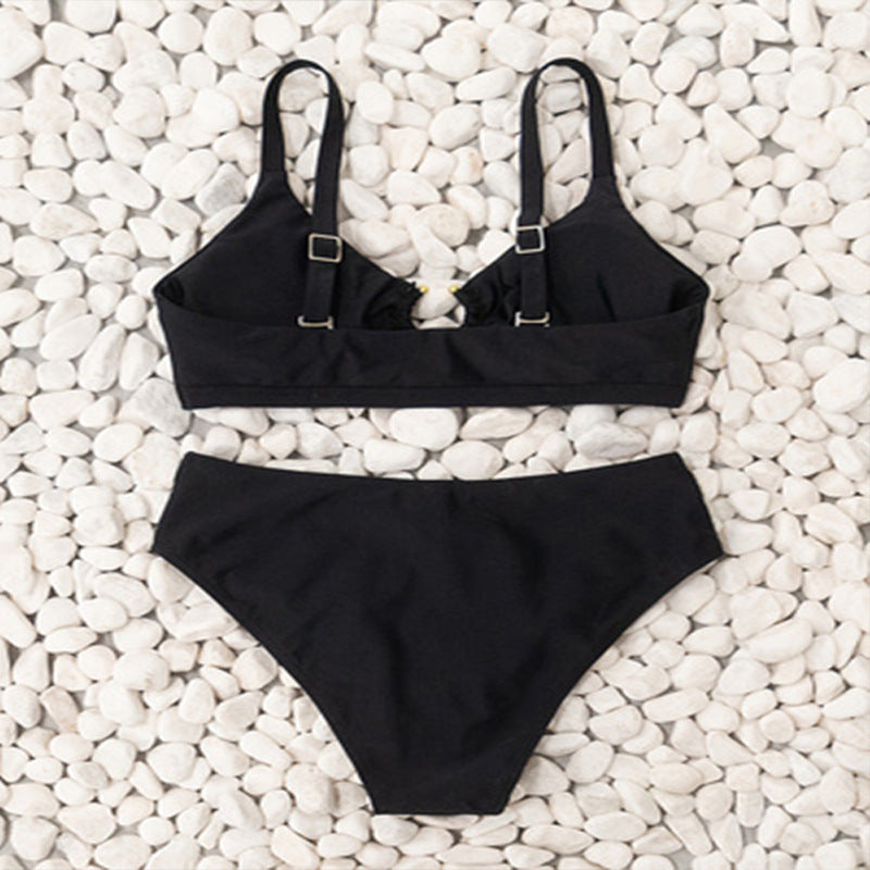Damen Hochgeschnittene Bikinihose mit modischem Ringdetail R&B