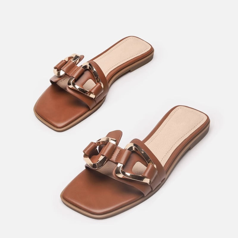 Damen Elegante Riemensandalen mit modischem Kettendetail und bequemer Fußbettgestaltung R&B