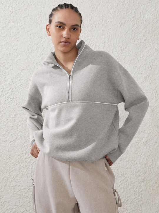 Damen Sportpullover mit hohem Kragen und Reißverschluss R&B