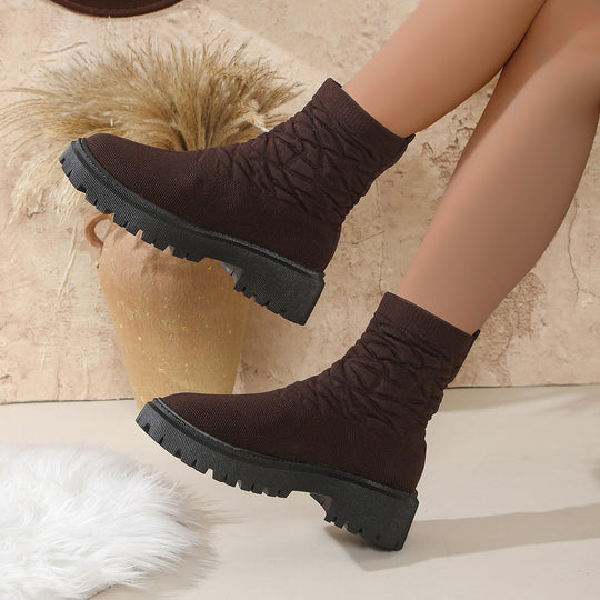 Damen Modische Stiefeletten mit strukturiertem Obermaterial und rutschfester Sohle R&B