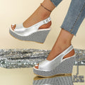 Damen Plateau-Sandalen mit geschlossener Zehenpartie und trendiger Wellenstruktur R&B