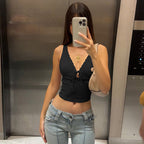 Damen Charmantes Spaghetti-Top mit verspieltem Spitzenrand R&B