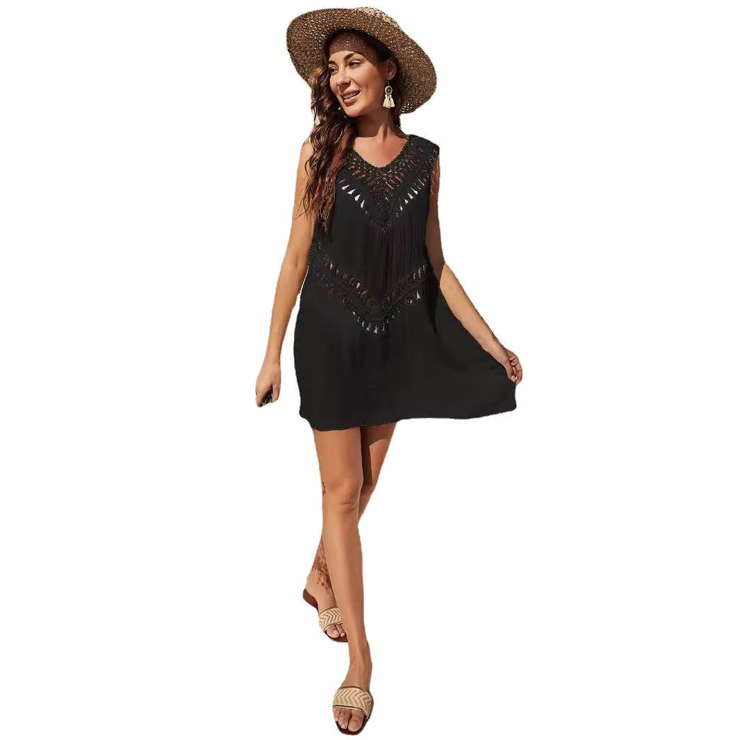 Damen luftiges Häkelstrandkleid R&B