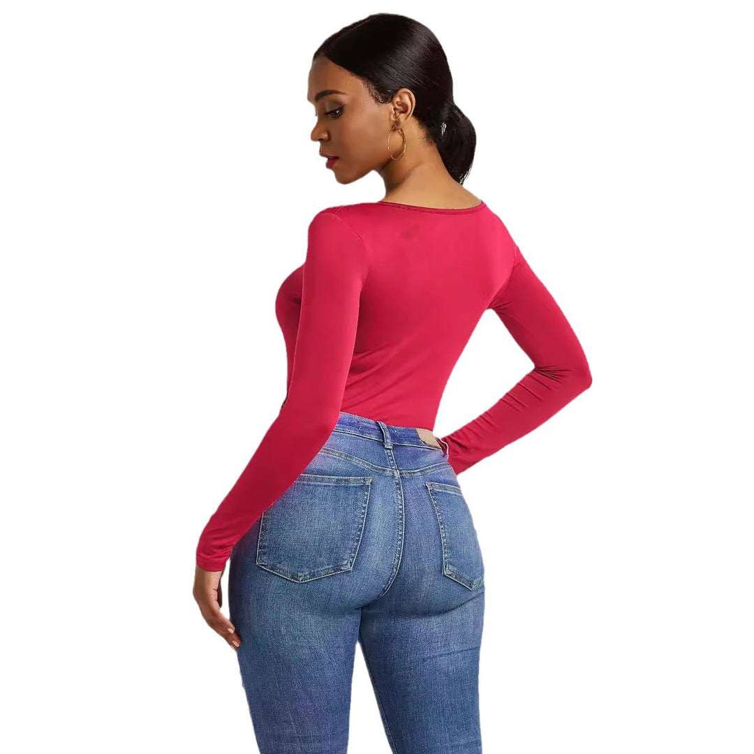 Damen Eleganter Langarmbody aus angenehmem Stretchmaterial R&B