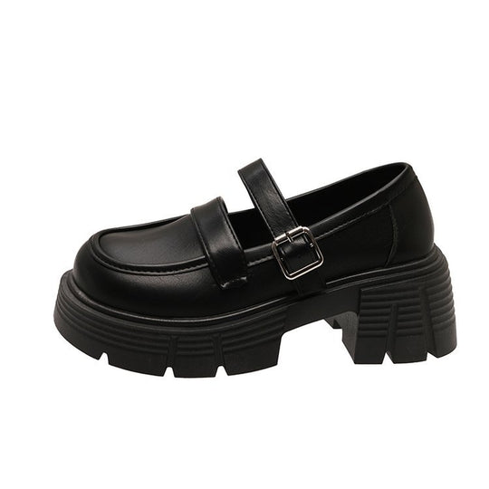 Damen modische Mokassins mit verstellbarem Schnallenriemen und robustem Blockabsatz R&B