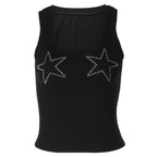 Damen Sportliches Tanktop mit Sternenapplikationen R&B