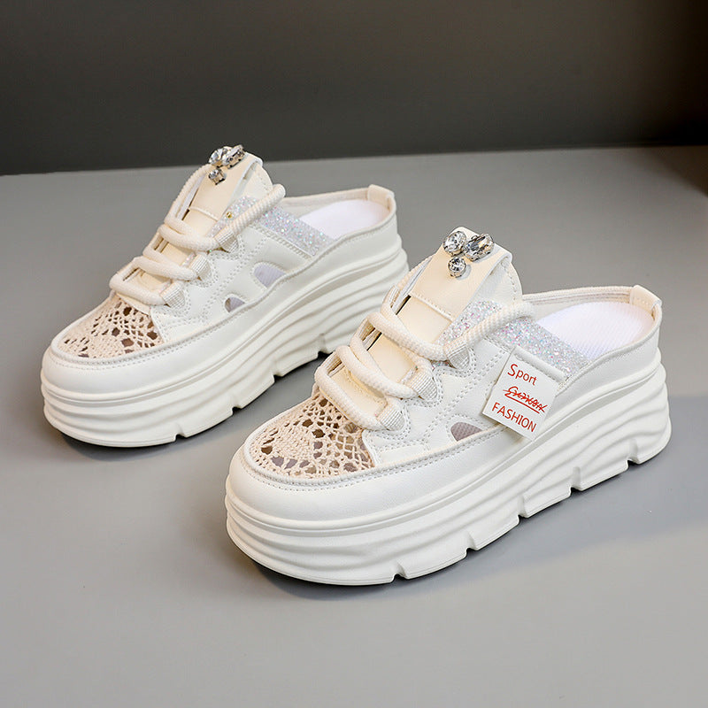 Damen Plateau Clogs mit atmungsaktiver Obermaterialstruktur und elegantem Glitzerelement R&B