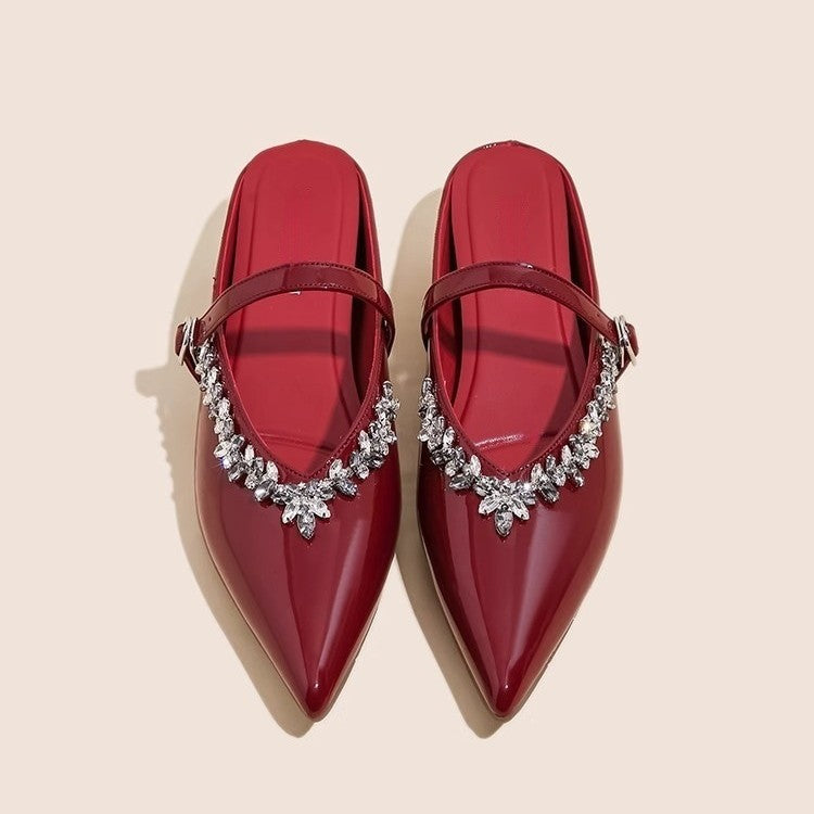 Damen elegante Slingback-Schuhe mit Kristallverzierungen R&B